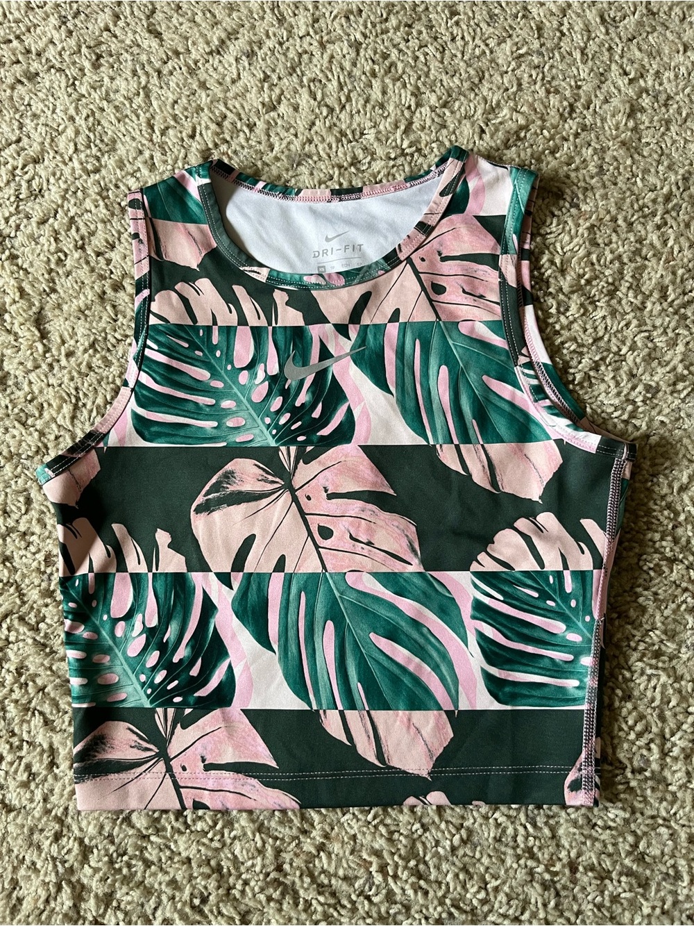Nike Dri-FIT Pink & Green Tropical Crop Tank